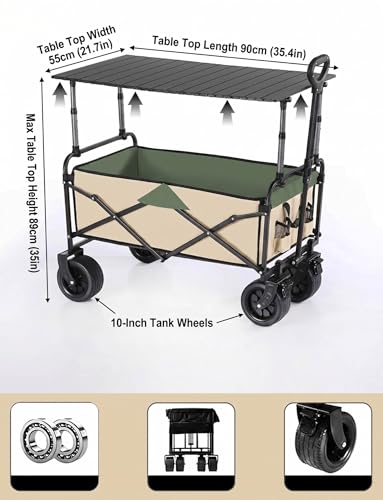 Chariot utilitaire pliable avec table intégrée pour marché et camping - 3