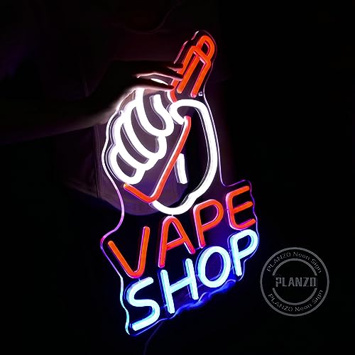 Image of Planzo VAPE Shop LED Neon Sign Light Smoke Shop E-cigar Store Wall Decor | Business Logo Bar Wall Decor Neon Night Light, Vape Shop Display, Christmas Birthday Gift for Dad Husband, 15.75 inchx11.62 inch, USB