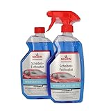 NIGRIN Sprühflasche 1x500ml + 1x500ml Nachfüllflasche, Scheiben-Enteiser-Spray, Pumpzerstäuber, wirksam bis -55° C, verhindert Wiedervereisung