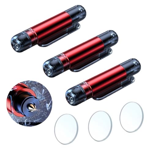 Safe Pro X Car Window Breaker with Seat Belt Cutter 2 IN 1 Car Safety Harmmer Emergency Escape Tool for Breaking Window Car Hammer Car Emegency Tool for Car Bus (3 Red)
