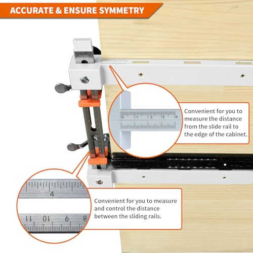 Image of RUITOOL Drawer Slide Jig with Toggle Clamp & Magnetic Arm - Precision Cabinet Drawer Jig Tool with Laser-Engraved Dual-Scale Mark for Mounting Drawer Slide, Fast & Accurate Installation for DIY & Pro