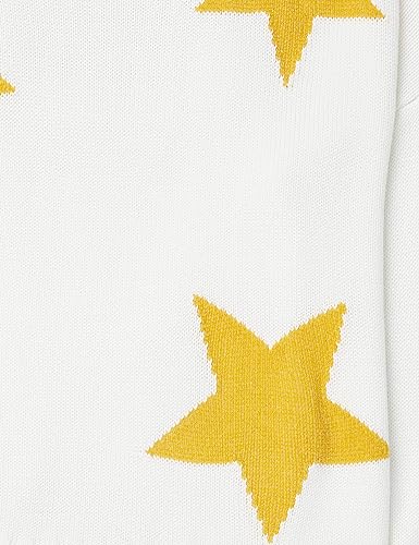 Cable Stitch Women's Intarsia Star Sweater Off-White/Marigold Medium #TOP5
