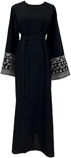 Solid Dresses Dubai Abayas for Women Casual Embroidered Elegant Long - Robes Women's