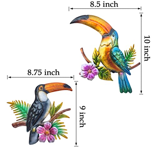 Tuokiuhn Metal Toucan Wall Decor Tropical Bird Outdoor Art, Style1, 8.50" x 8.75" - Image 2