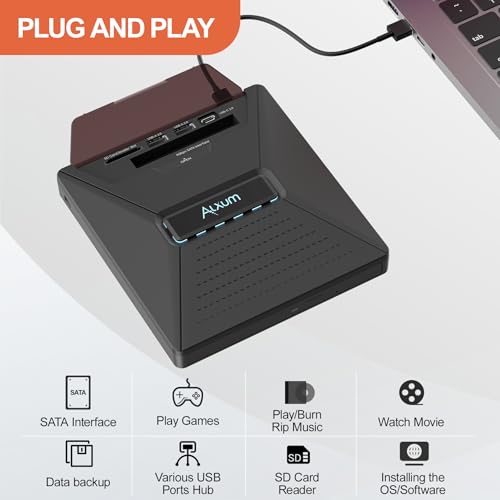 Image of Alxum External CD DVD Drive, Optical Disc Reader Burner with SATA Interface