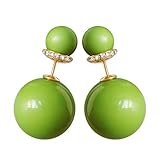 Navachi Pendientes de tuerca chapados en oro de 18 quilates con perlas de imitación coloridas de doble cara para mujer, Cristal Zinc
