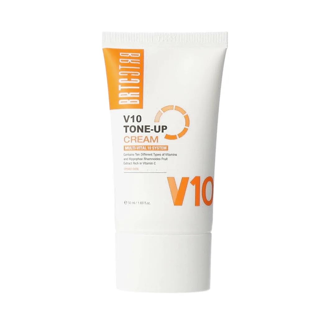 BRTC V10 Tone-Up Cream, Multi-Vital 10 System, Brightening, Whitening, Moisturizing, Primer & Anti-Wrinkle Day Cream, 50ml