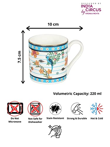 Image of India Circus Premium - Fine Ceramic - 22k Liquid Gold Coffee Mug Set of 6 - White, (IC CM6 Melon LE04), Tea Cup Set of 6, Mugs for Coffee, Cups Set of 6, Mug Set, Perfect for Home and Office