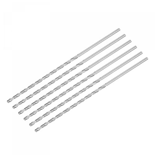 sourcing map HSS(High Speed Steel) Extra Long Twist Drill Bits, 3.5mm Drill Diameter 160mm Length for Hardened Metal Woodwork Plastic Aluminum Alloy 6 Pcs