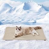ZOMISIA Cooling Blanket for Small Dogs - High Q-MAX 0.4+ Cold Washable Cat Mat, Travel Soft Pet Summer Essentials, Khaki, 25'x35'