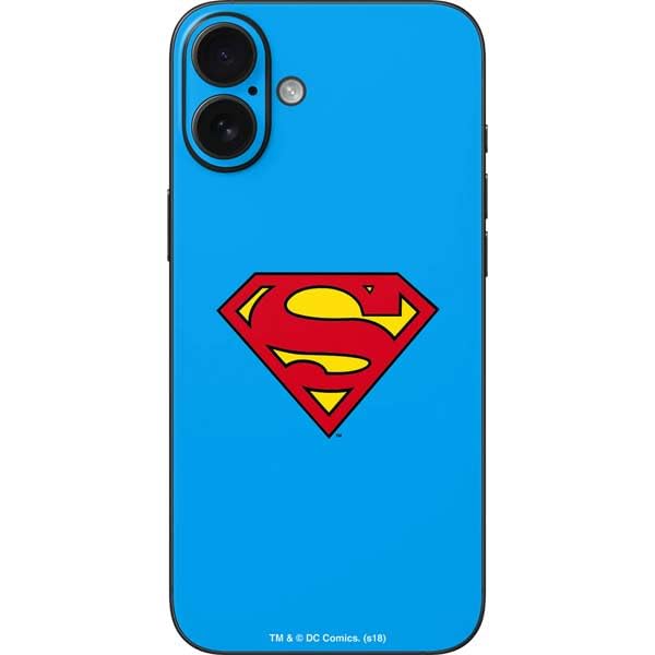 Skinit Decal Phone Skin Compatible with iPhone 16 Plus - Officially Licensed DC Comics Superman Official Logo Design