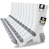Cirorld Mens Cotton Boot Crew Socks, 5 Pairs Full Cushion Socks Moisture-Wicking & Reinforced for Work Hiking Walking Outdoor