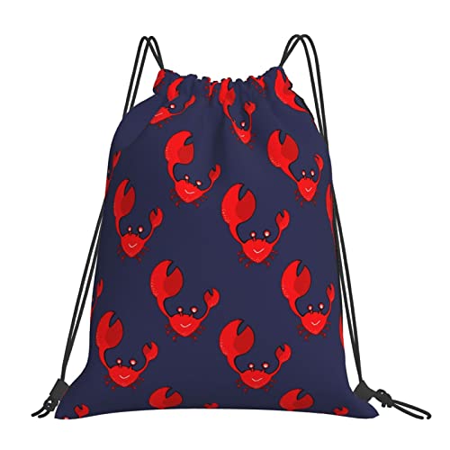 Rqzwdq Cute Crab Of Animal Pattern Drawstring Bag Backpack Gym Bags Sports Sack Shopping Yoga Travel String Daypacks For Men Women Adult