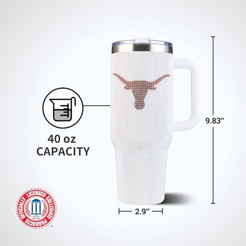 Image of The Memory Company Officially Licensed 40oz White Bling Game Day Tumbler, University of Texas