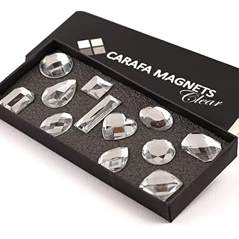 Clear Fridge Magnets 12-Pack – Cute Gem Decorative Magnets – Amazing Magnetic Push Pin Holders for Refrigerator Locker Whiteboard Mailbox – Unusual Sparkling Home Office Gift Cover