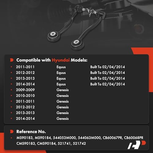A-Premium 2 x Front Rearward Upper Control Arms, with Ball Joint & Bushing, Compatible with Hyundai Genesis 2009-2014, Equus 2011-2014 by A-Premium - Image 2