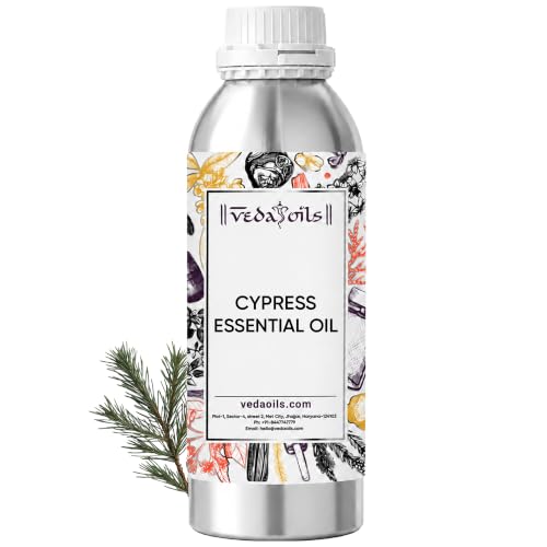 Image of VedaOils Cypress Essential Oil 100ml | 100% Pure, Undiluted & Therapeutic Grade Cypress Oil for Skin, Hair, Diffuser & Aromatherapy | Calming, Refreshing & Ideal for Home Fragrance
