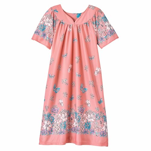 Image of AmeriMark Casual Women's Patio Muumuu House Dress Loose Comfortable Short Sleeve Sun Dress Lounger Gown Sleepwear for Ladies