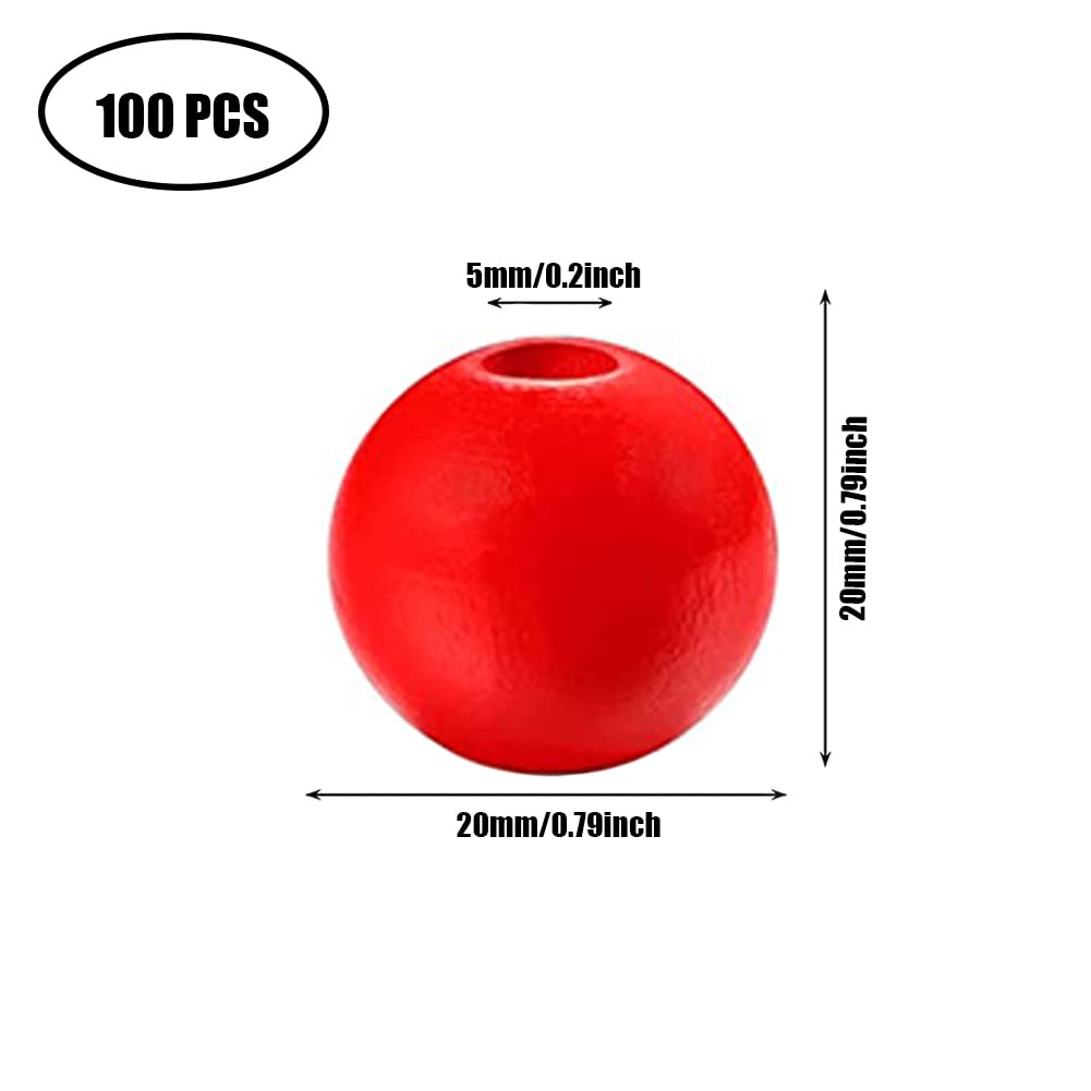 50Pcs Wood Round Beads 20mm - Gold & Red Spacer Beads For Farmhouse Crafts & Home Decor