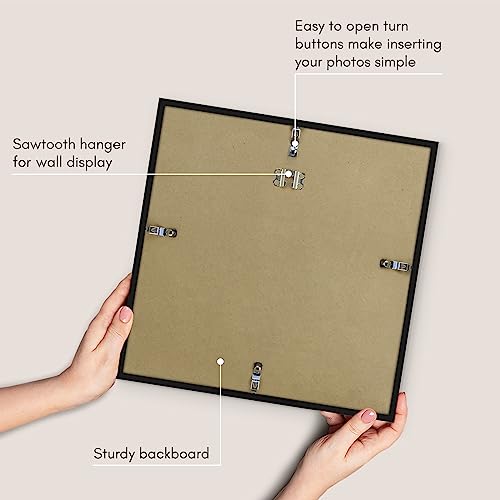Americanflat 13x13 Picture Frame with Polished Plexiglass - Streamline Collection - Thin Border Square Frame for Wall Display - Hanging Hardware Included - Black