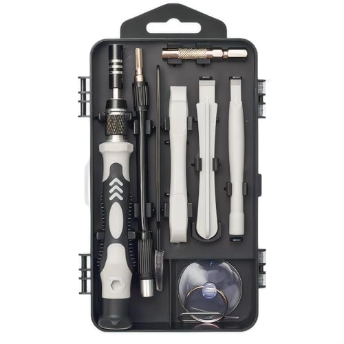 Conjunto de chaves de fenda de precisão, 122 em 1 Kit de ferramentas de reparo magnético eletrônico com estojo para computador de reparo, iPhone, PC, celular, relógio, óculos (cinza)