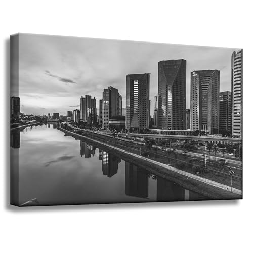 GP TONER lienzo cuadro Sao Paulo blanco y negro 60X40 cm