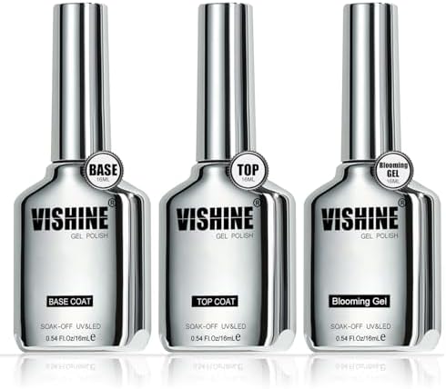 Vishine Juego de 3 capas gel floreciente, acabado brillante, efecto mármol, larga duración, secado UV/LED, diseño de arte de uñas