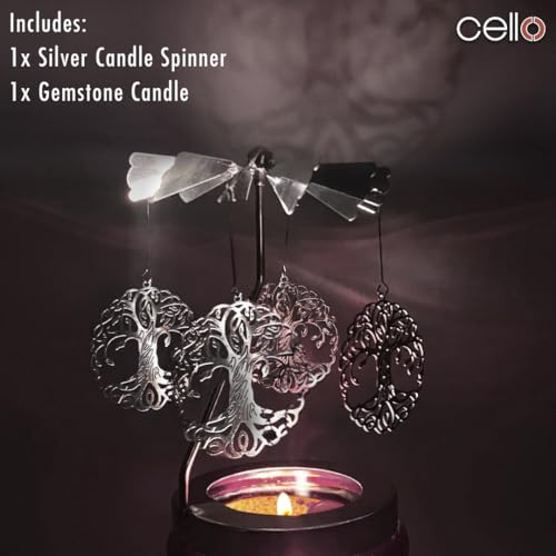 Cello Rose Quartz Scented Candle with Spinner - Stunning Crystal Candle Carousel and Rotary Holder - Anxiety Gifts for Women - Image 2