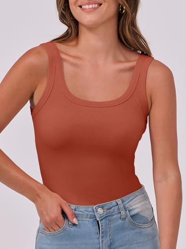 Image of ANRABESS Womens Sleeveless Scoop Neck Tank Top Ribbed Fitted Summer Basic Slim Cute Tops 2026