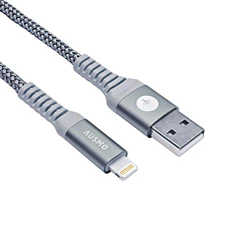 Ausmo Fast Charging iOS Cable Rugged and Premium Braided Cable Compatible with iPhone 11 / 11Pro / Pro Max/X/XR/XS/XS Max /8/8 Plus /7/7 Plus /6s /6s Plus /6/6 Plus and More (3 Feet / 1 Meter)