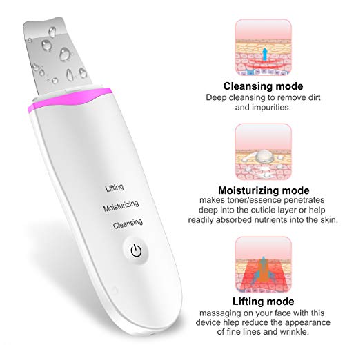 Hibeauty Skin Scrubber Face Spatula, Blackhead Remover Pore Cleansing, Comedones Extractor Exfoliator Facial Lifting Tool with 4 Modes for Facial Deep Cleansing - Thumbnail 4