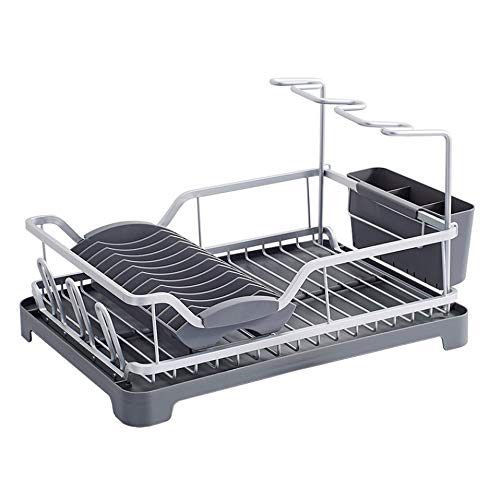 Soporte para platos de hierro resistente con cesta de almacenamiento 2