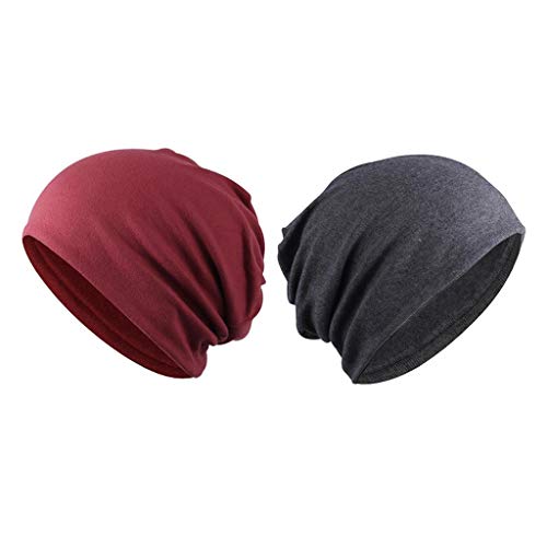 #N/A 2 Peças De Algodão Feminino Masculino Gorro Desleixado Boné De Crânio Boné Casual Verão Boné -