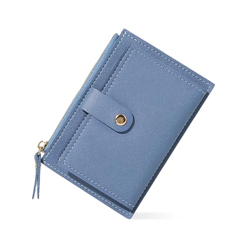 Monederos para Mujer, Pequeño Cuero PU Cartera de Mujer, Corto Tarjetero para Tarjetas de Crédito Mujer, con 6 Ranuras para Tarjetas, con Bolsillo de Cremallera para Monedas, 14 * 9 * 0.5cm (Azul)