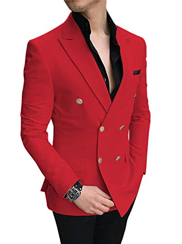 Formal Men's Suit Jacket Slim Fit Double Breasted Mens Suits Tuxedo Blazer for Wedding Groomsmen(Jacket)4