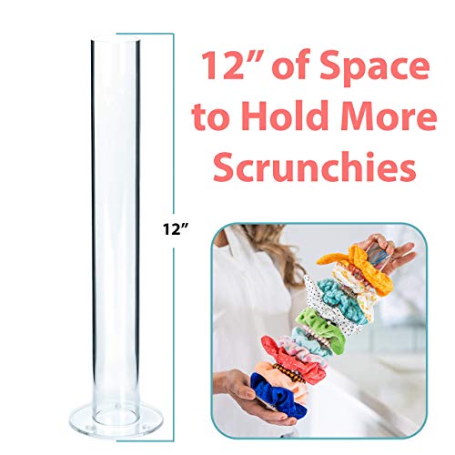 Kingdom Décor Scrunchie Holder Stand, Acrylic Scrunchy Display, 12 Inch Clear Hair Tie Accessories Organizer, Teen Girl Bracelet Organizers, Cute Room Decor For Teen Girls, Vsco Stuff #TOP1