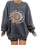 Minetom Lange Ärmel Pullover Damen Winter Pullover mit Rundhalsausschnitt, Vintage Sweatshirt Oversized Bunter Cartoons Pullover Teenager Mädchen Sportbekleidung Sweatshirt for Women Stil 01 Grau 38