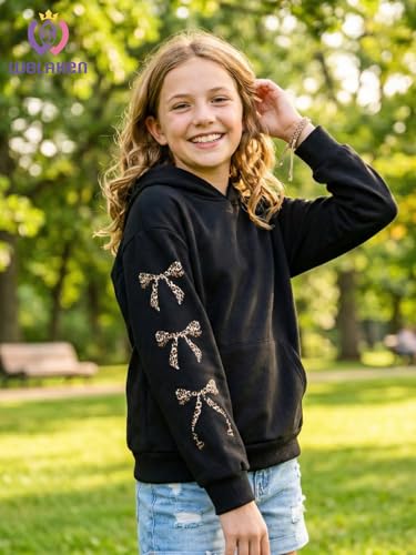 Image of WELAKEN Cotton Hoodie Sweatshirt for Girls Kids & Teens Long Sleeve Pullover with Kangaroo Pocket