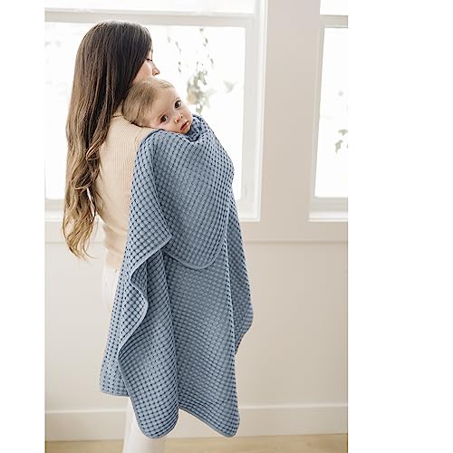 Image of Konssy Waffle Baby Blanket for Boys & Girls, Soft Newborn Swaddle Blanket | Waffle Knit, Cozy Crib Blanket Neutral for Nursery, Stroller & Toddler Bed, Machine Washable, 47 inch x 33 inch(Blue)