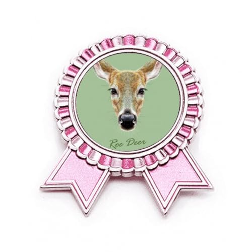 Broche chevreuil châtaignier rose en métal de taille M pour veste
