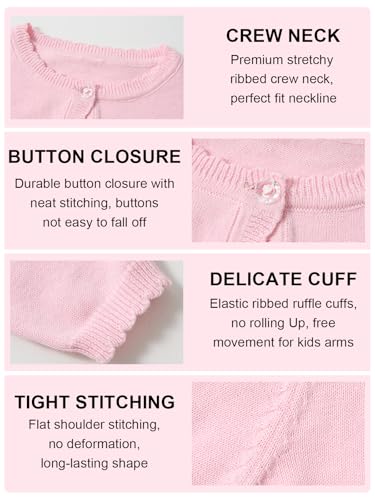 Image of Miipat Toddler Girls Cardigan Long Sleeve Bolero Shrug Kids Knit Sweater Cover Up Button Closure Cropped Tops