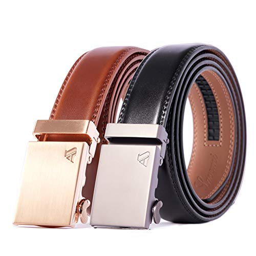 Men s Belt,Bulliant Slide Ratchet Belt for Men Genuine Leather Belts(2 pcs)