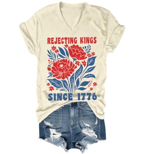Rejecting Kings Since 1776 Shirt Vintage Patriotic Floral No Kings Shirt