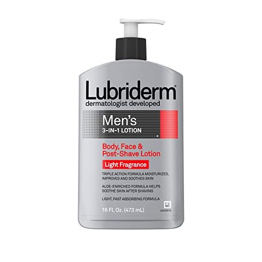 Lubriderm Men's 3-In-1 Lotion Enriched with Aloe for Body and Face, Non-Greasy Soothing Post Shave Moisturizer with Light Fragrance For Replenished, and Healthy-Looking Skin, 16 fl. oz