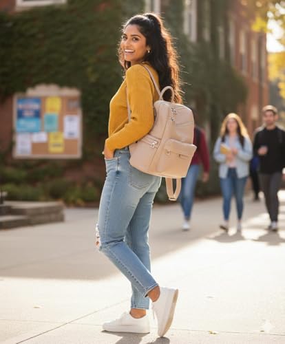 Image of Leather Backpack for Women | Large Capacity | College and Office use | PU Leather | shoulder bag for Ladies,