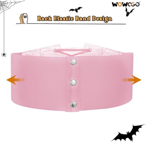 Women Clear PVC Elastic Corset Belt Lace Wide Stretch Waist Belt for Renaissance Pirate Halloween Dress4