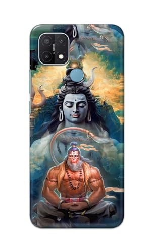 Image of Plastic Printfidaa Printed Hard Back Cover Case For Oppo A15 | Oppo A15S Back Cover (Lord Shiva And Hanuma) -112, Multicolor