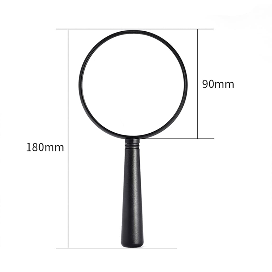 Lupa de 30X 90 mm Lupa de Mano Marco Engrosado Inastillable Personas Mayores Lupa de Lectura for niños con ABS Mango Suave Antideslizante for Lectura, Pasatiempos, Regalos for Negro Lupa