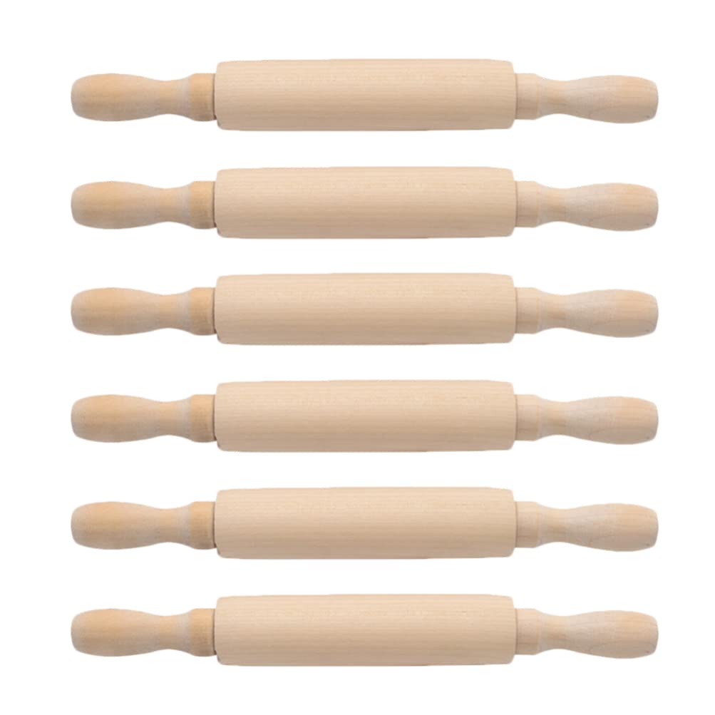 Toddmomy Mini Wood Rolling Pin: 6Pcs Small Children Dough Roller Kids Baking Rolling Stick Pastry Pizza Fondant Roller Decorating Tools Imaginative Play for Cake Art Crafting