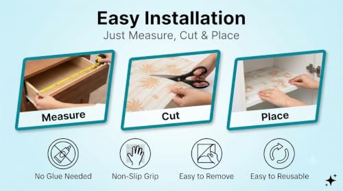 Image of Dribble (60cm X 500cm) Eva Shelf Liner Mat Roll, Non Slip Drawer & Cabinet Liner for Kitchen, Waterproof Oilproof Washable Fridge Mat, Anti Skid Multipurpose Mat (Palm Paradise Yellow)